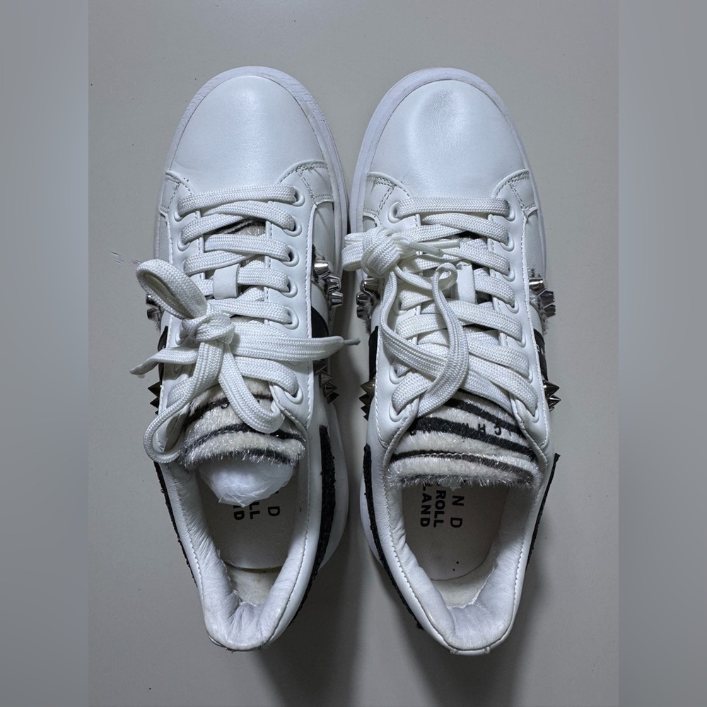 John Richmond White Sneakers with Black Accents